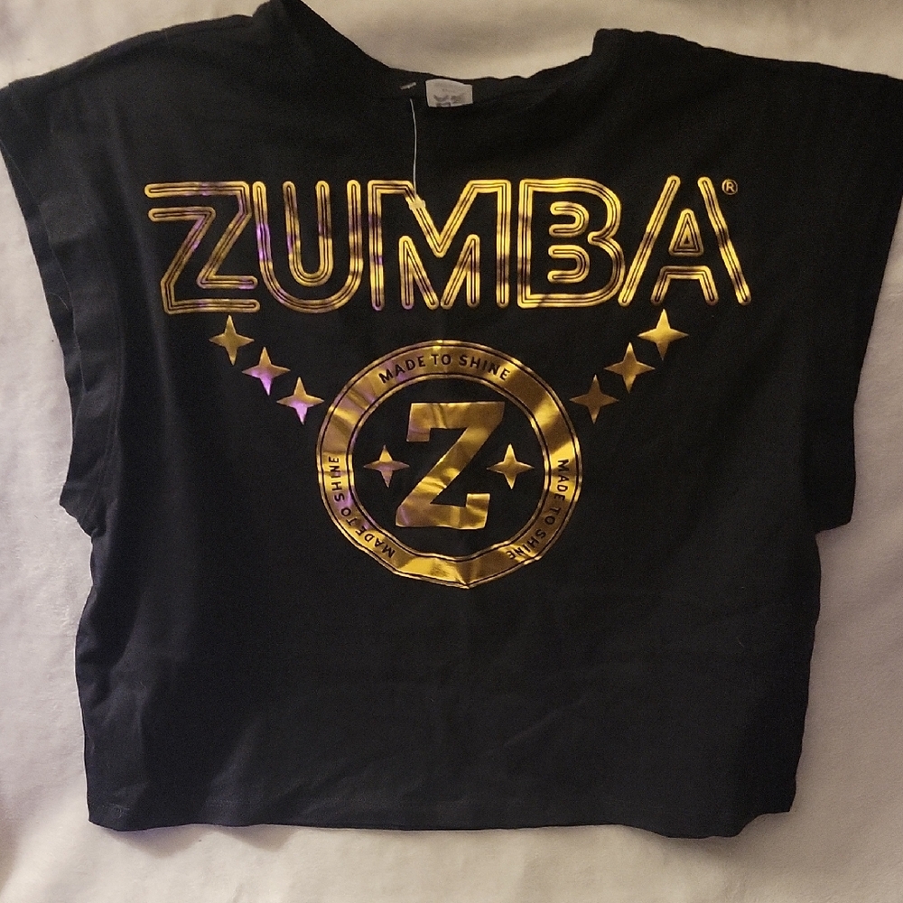Zumba Fitness Tee with Gold Accents Size S.